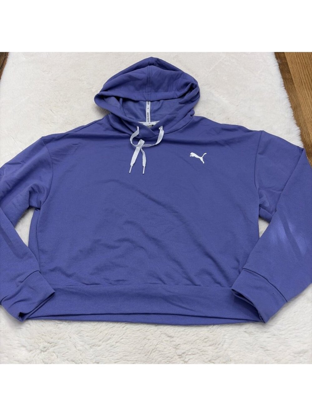 Puma Womens Small Purple Cropped Hoodie Athletic Active Keep Dry